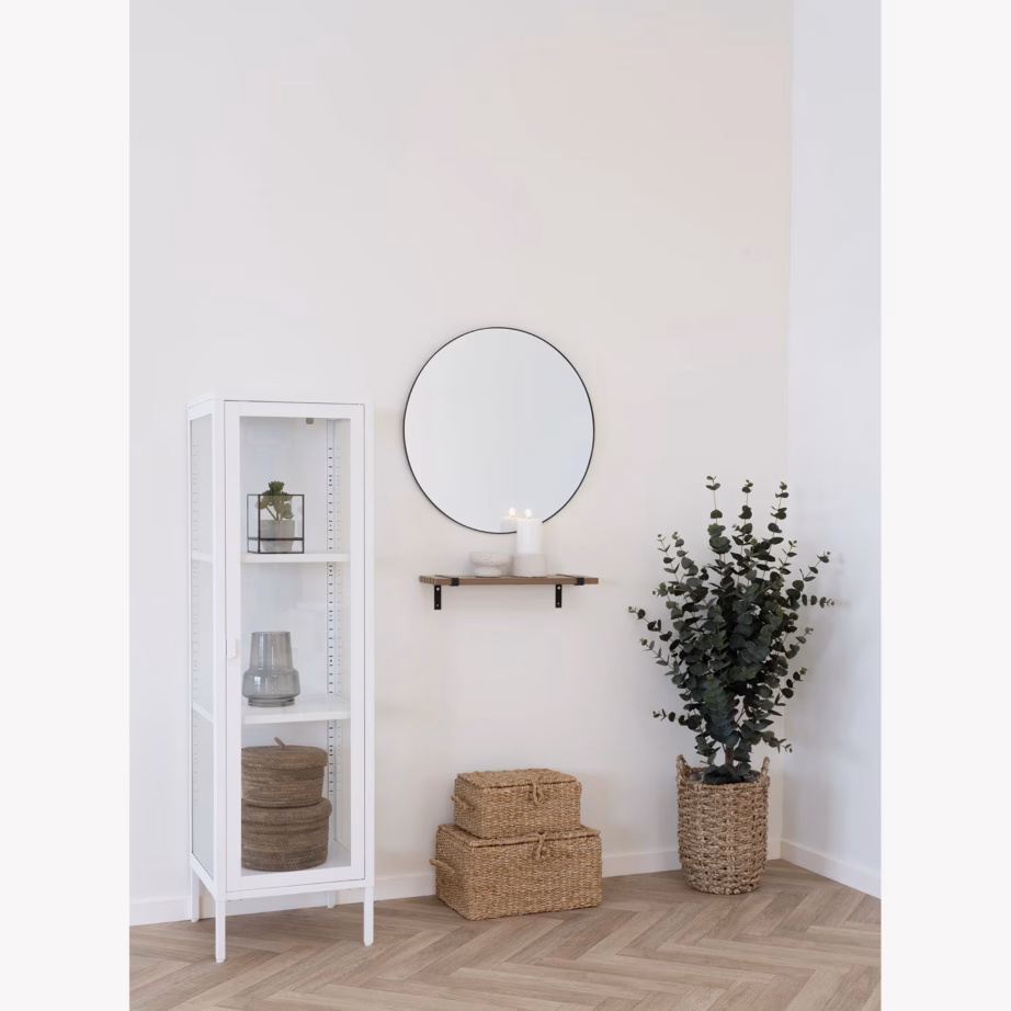 Valge metallist kitsas vitriinkapp klaasuksega 40x35x140 cm Brisbane - 2