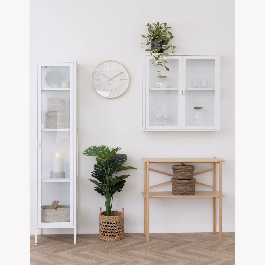 Valge metallist kitsas vitriinkapp klaasuksega 40x35x180 cm Brisbane - 2