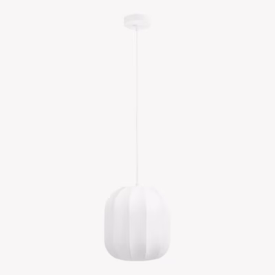 Valge rippvalgusti Coventry, ø25 cm, tekstiilist juhtmega
