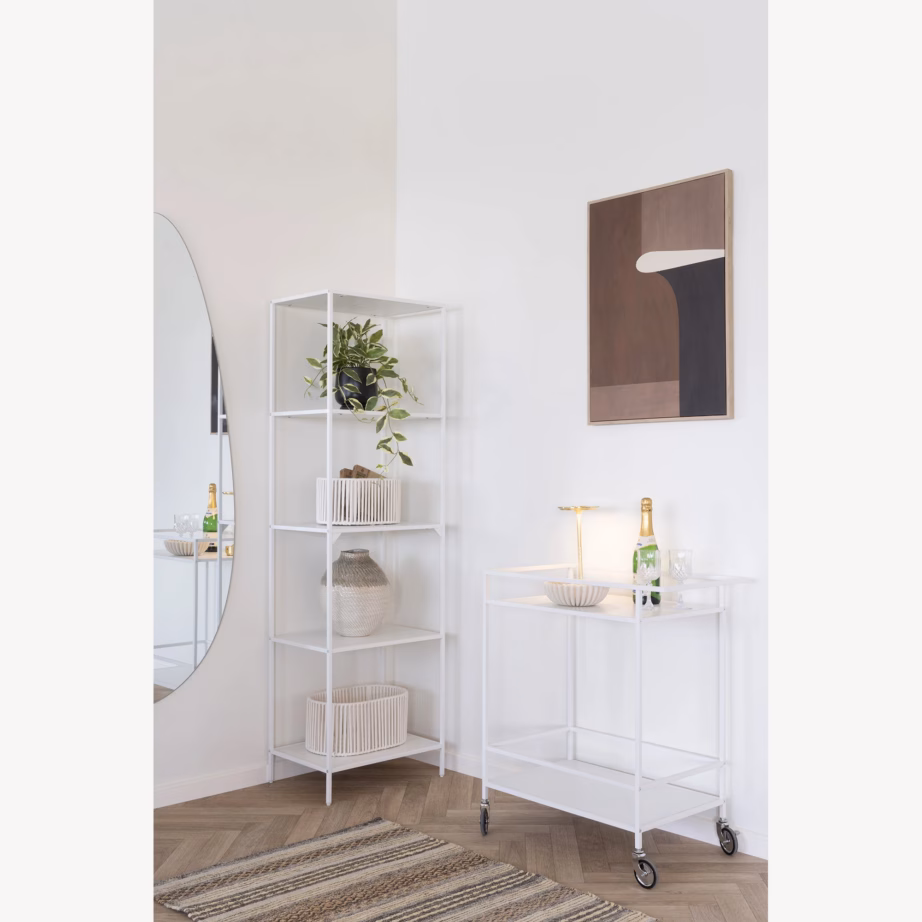 Valge serveerimiskäru kahe riiuliga Vita 68x40x79 cm - 2