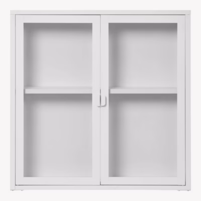 Valge terasest seinavitriinkapp 2 klaasuksega 80x18x80 cm Brisbane