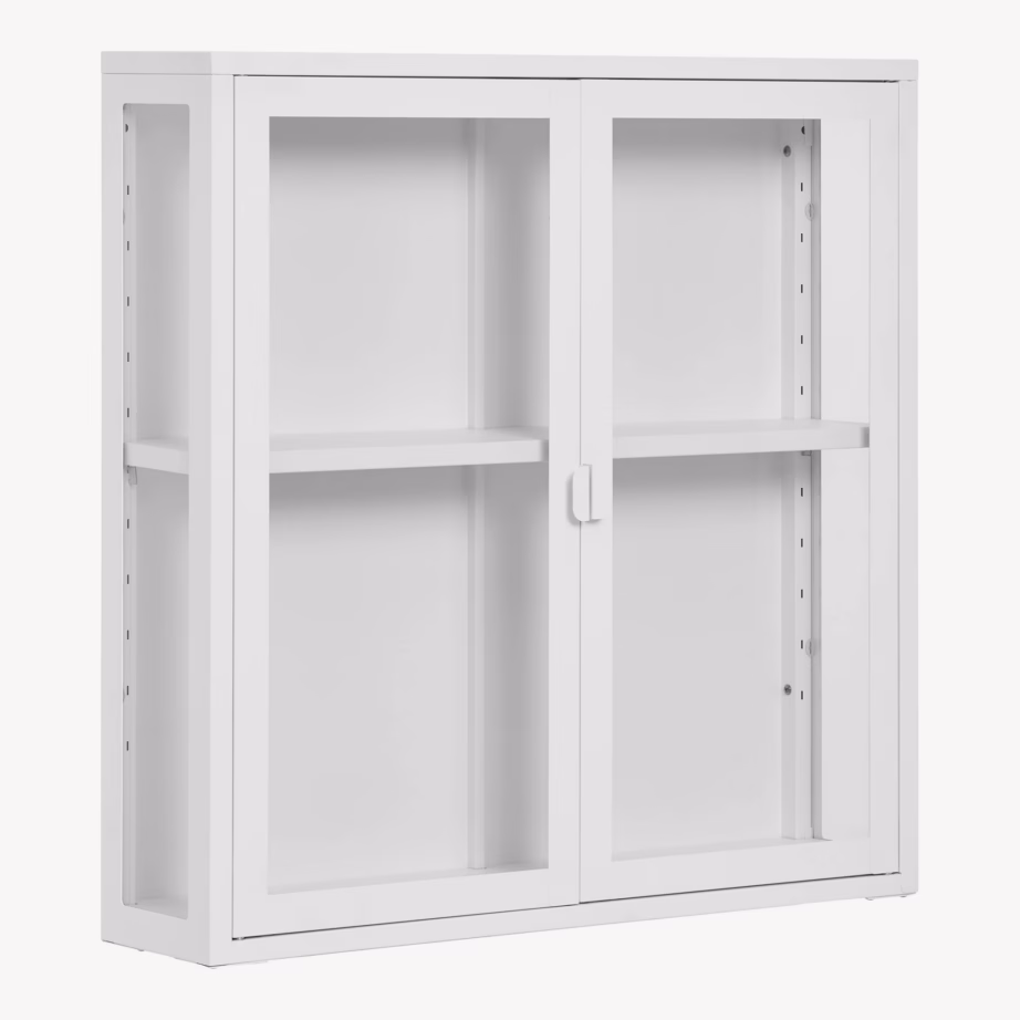 Valge terasest seinavitriinkapp 2 klaasuksega 80x18x80 cm Brisbane - 3