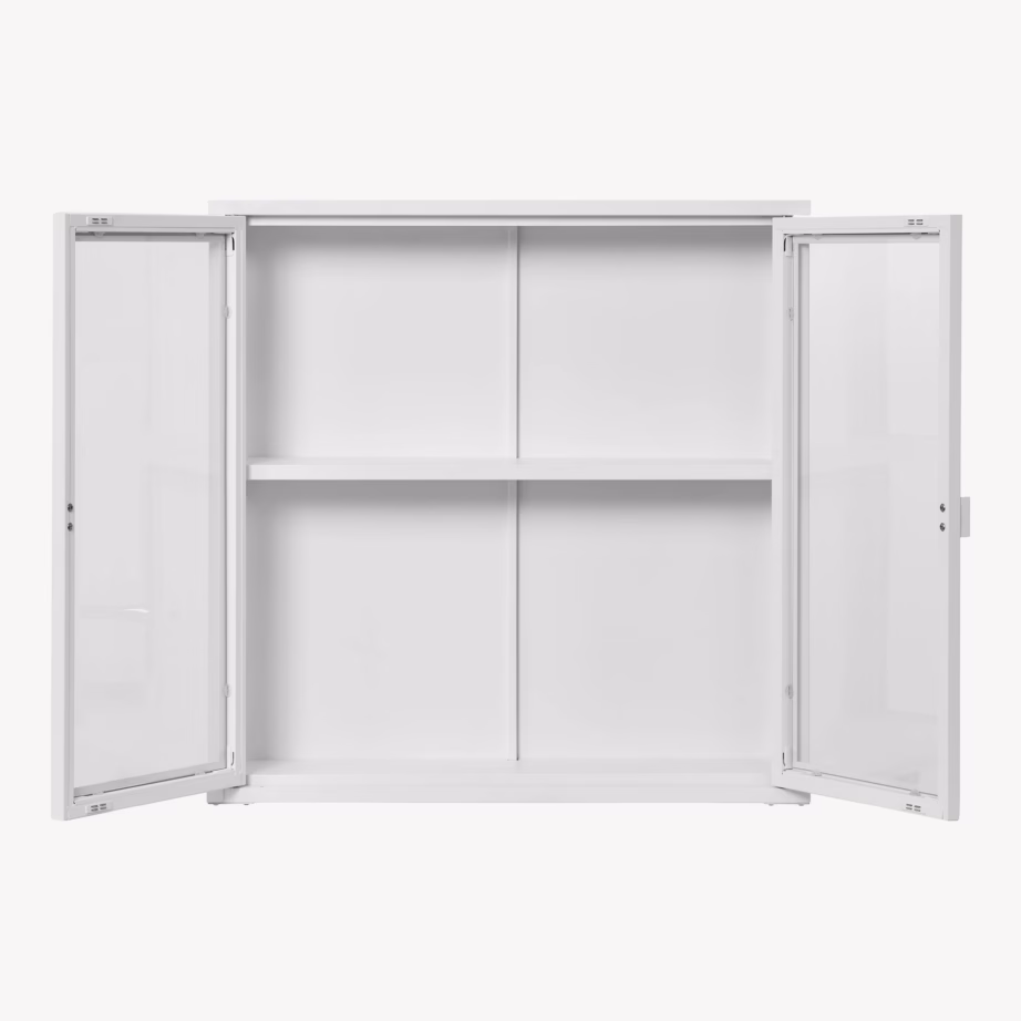 Valge terasest seinavitriinkapp 2 klaasuksega 80x18x80 cm Brisbane - 4