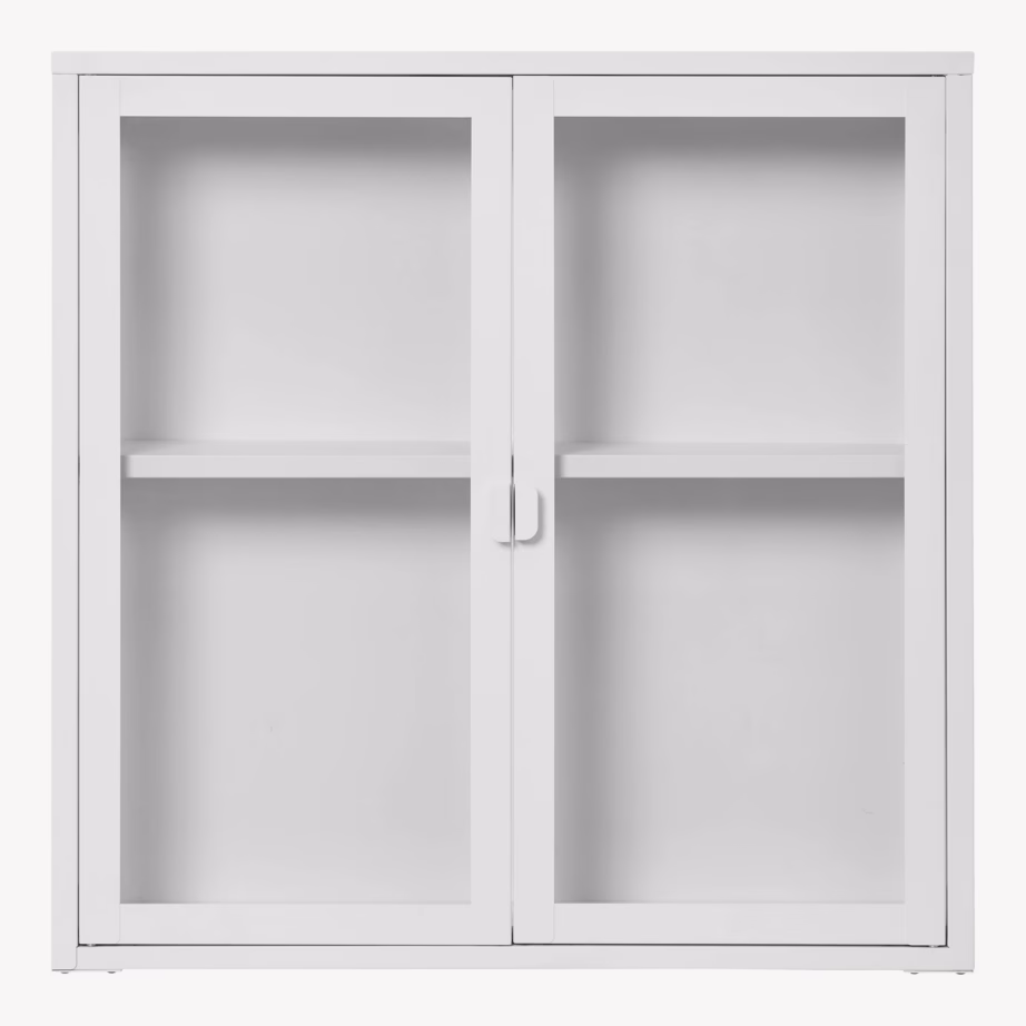 Valge terasest seinavitriinkapp 2 klaasuksega 80x18x80 cm Brisbane - 6