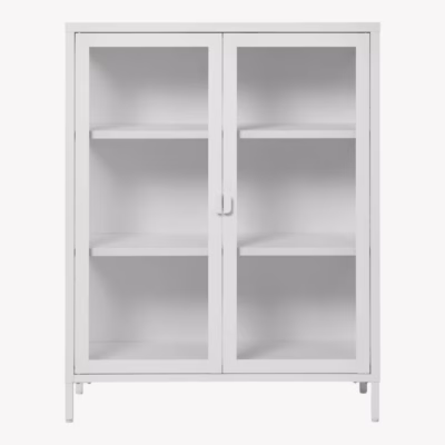Valge terasest vitriinkapp klaasustega Brisbane 80x40x101 cm
