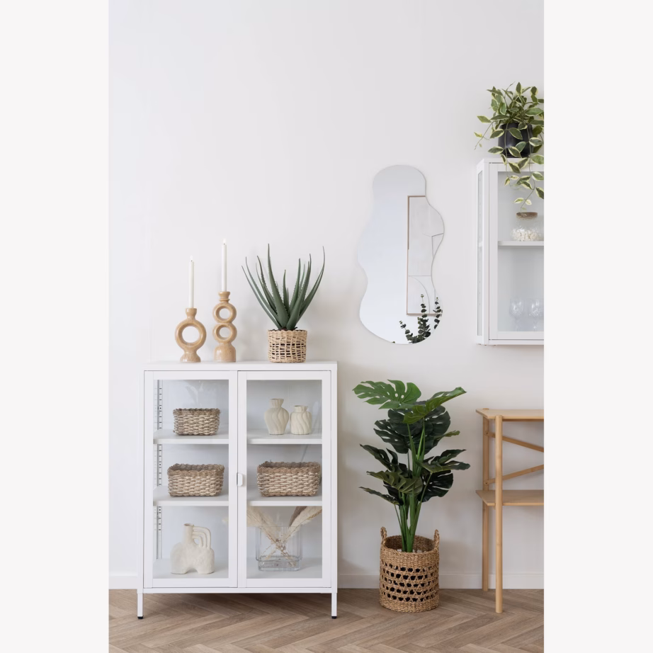 Valge terasest vitriinkapp klaasustega Brisbane 80x40x101 cm - 2