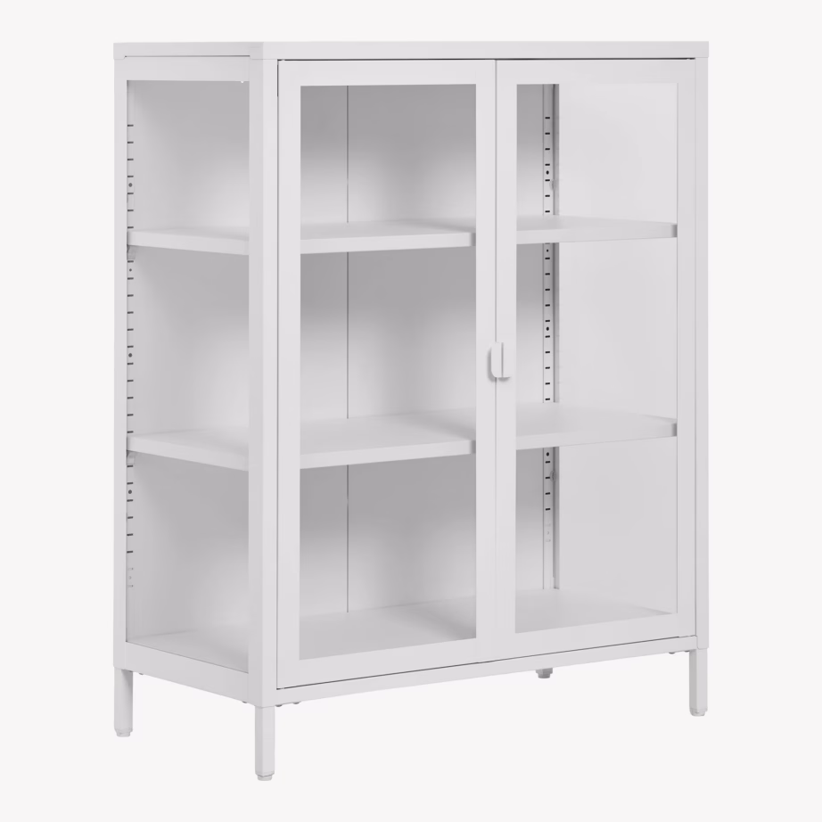 Valge terasest vitriinkapp klaasustega Brisbane 80x40x101 cm - 3