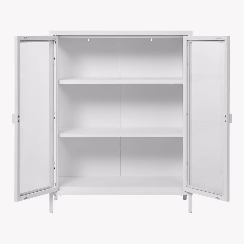 Valge terasest vitriinkapp klaasustega Brisbane 80x40x101 cm - 4