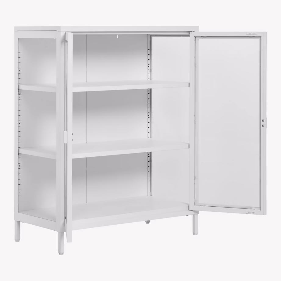 Valge terasest vitriinkapp klaasustega Brisbane 80x40x101 cm - 5