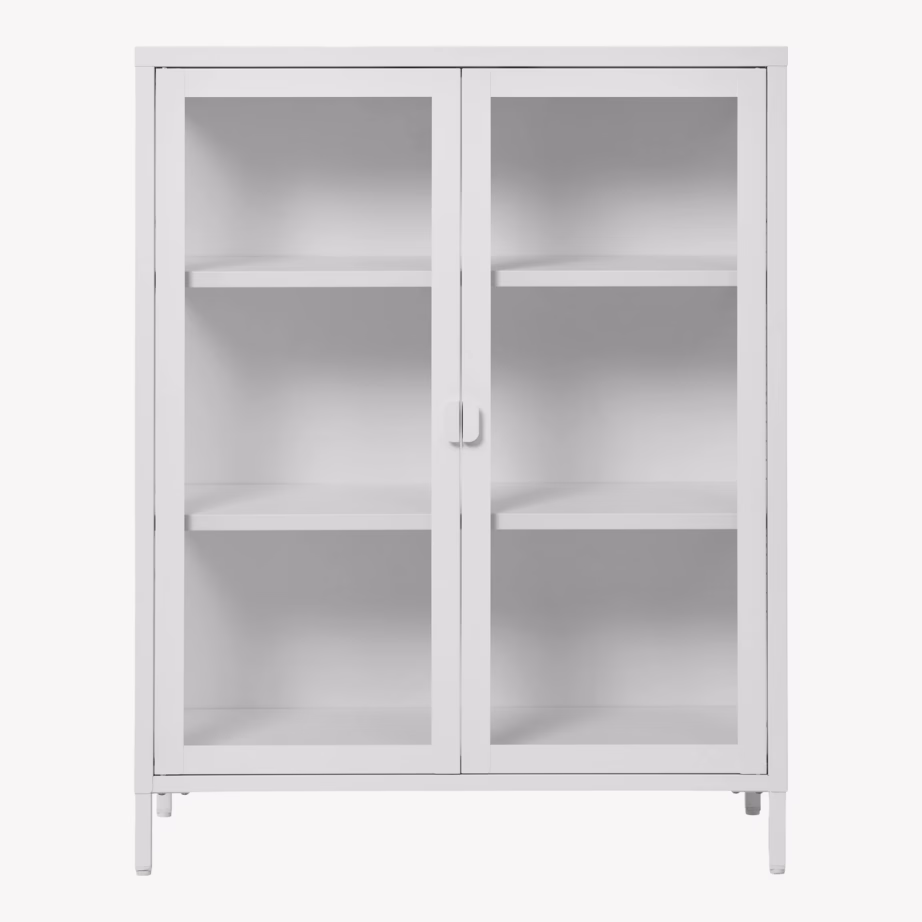 Valge terasest vitriinkapp klaasustega Brisbane 80x40x101 cm - 6