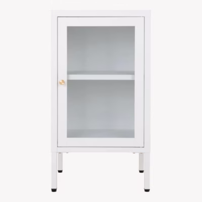 Valge teraskapp klaasuksega 38x35x70 cm Dalby