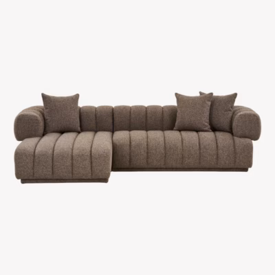 Vasakpoolne pruun lounge-diivan 293 cm, 3 padjaga Aurora