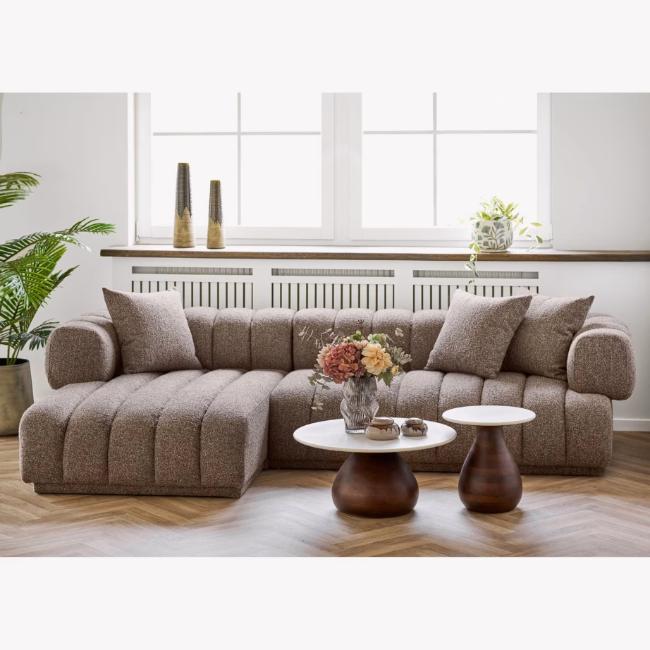Vasakpoolne pruun lounge-diivan 293 cm, 3 padjaga Aurora - 2