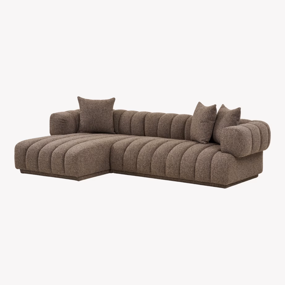 Vasakpoolne pruun lounge-diivan 293 cm, 3 padjaga Aurora - 3