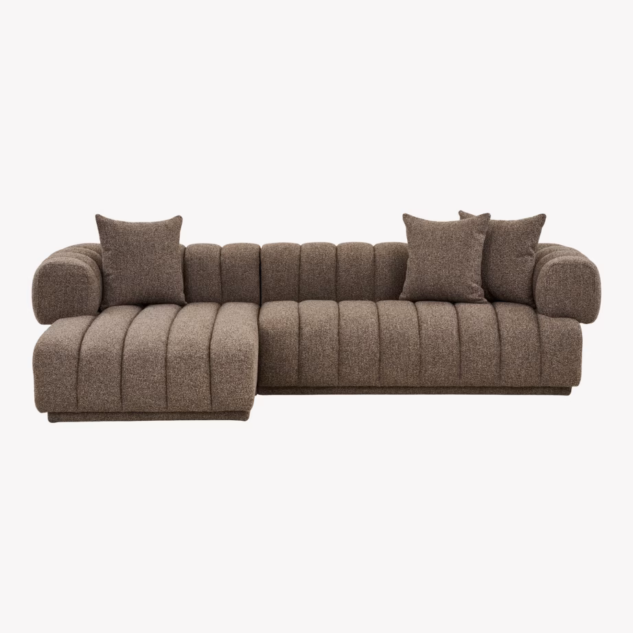 Vasakpoolne pruun lounge-diivan 293 cm, 3 padjaga Aurora - 9