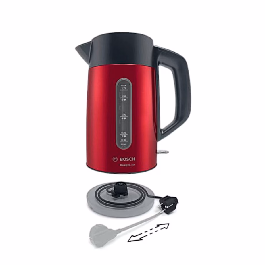 Veekeetja Bosch DesignLine TWK4P434, 1,7 l, tumepunane/must-hall - 3