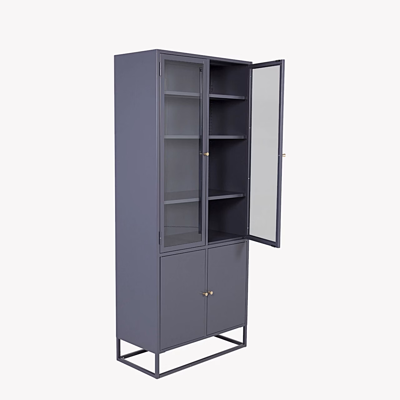 Bakal helehall terasest vitriinkapp 80x40,5x190 cm - 28069-205