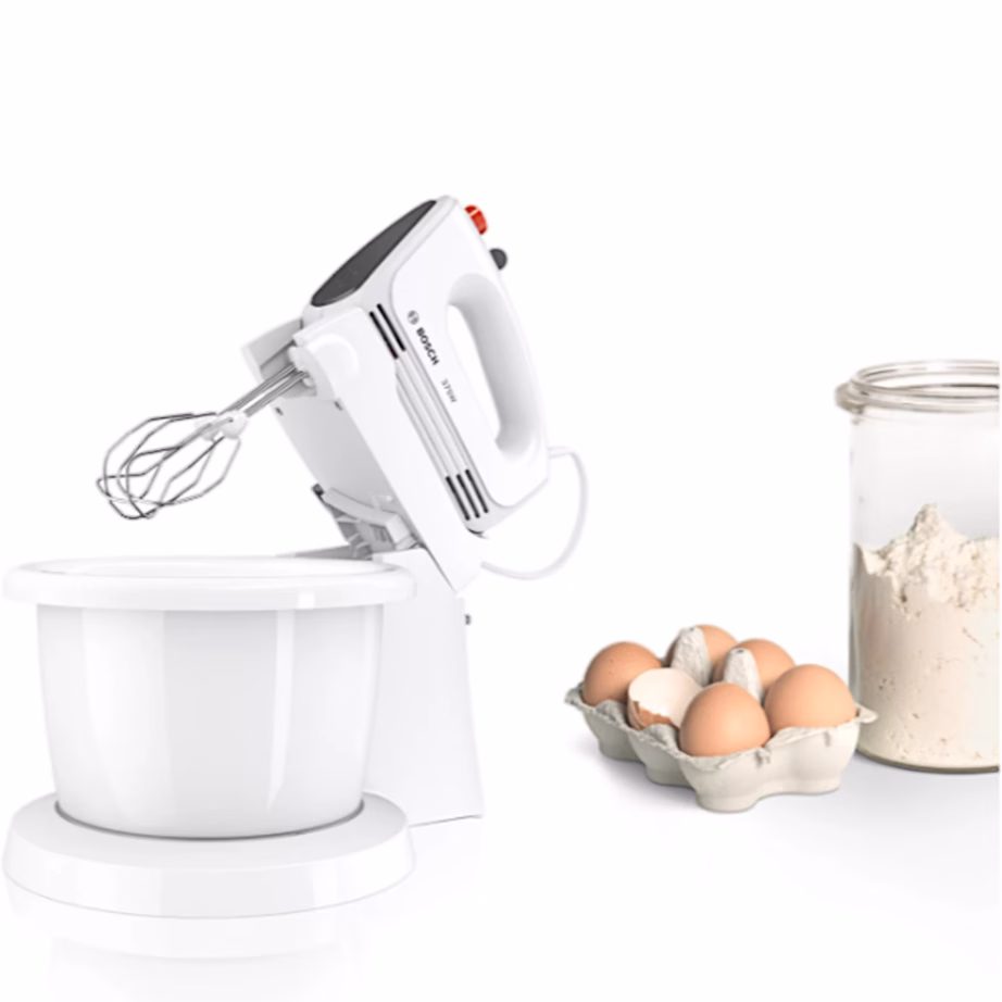 Pöörleva kausiga käsimikser Bosch CleverMixx MFQ2600G, 375 W, 3 l, valge - 6