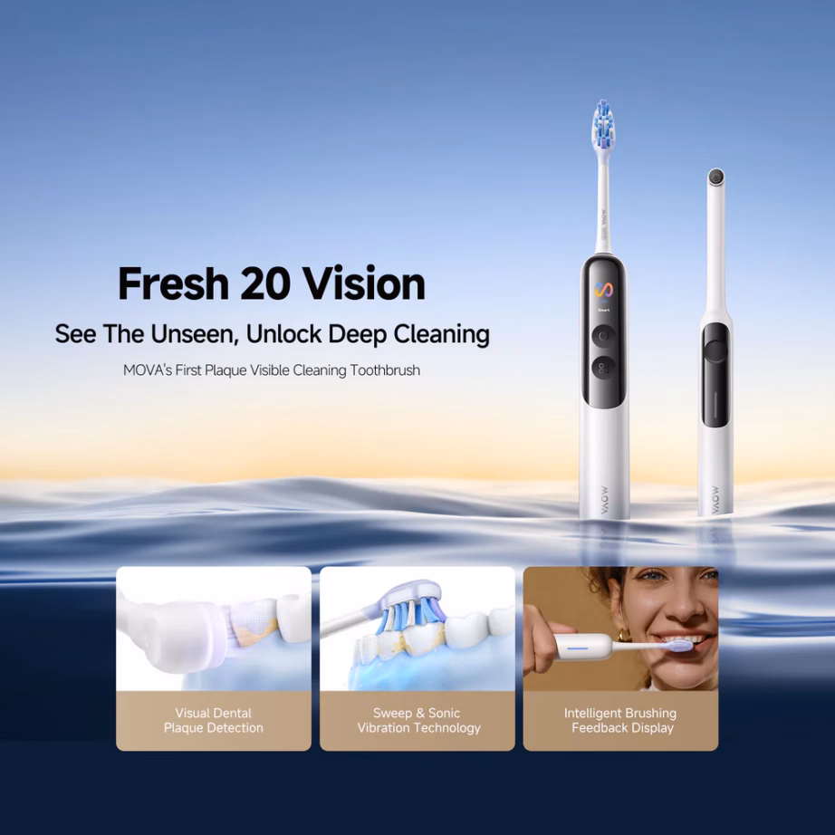 Elektriline hambahari MOVA Fresh 20 Vision, hambakatu tuvastajaga, valge - 4