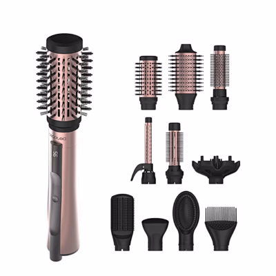 Föön-koolutaja Cecotec CeramicCare 10in1 AirBrush, 10 otsikut, must/roosa
