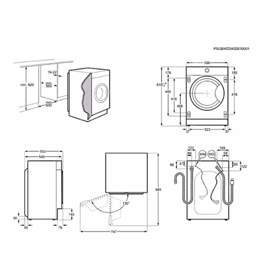 Integreeritav pesumasin Electrolux EW7F448WI, 8 kg, 1400 p/min, valge - 3
