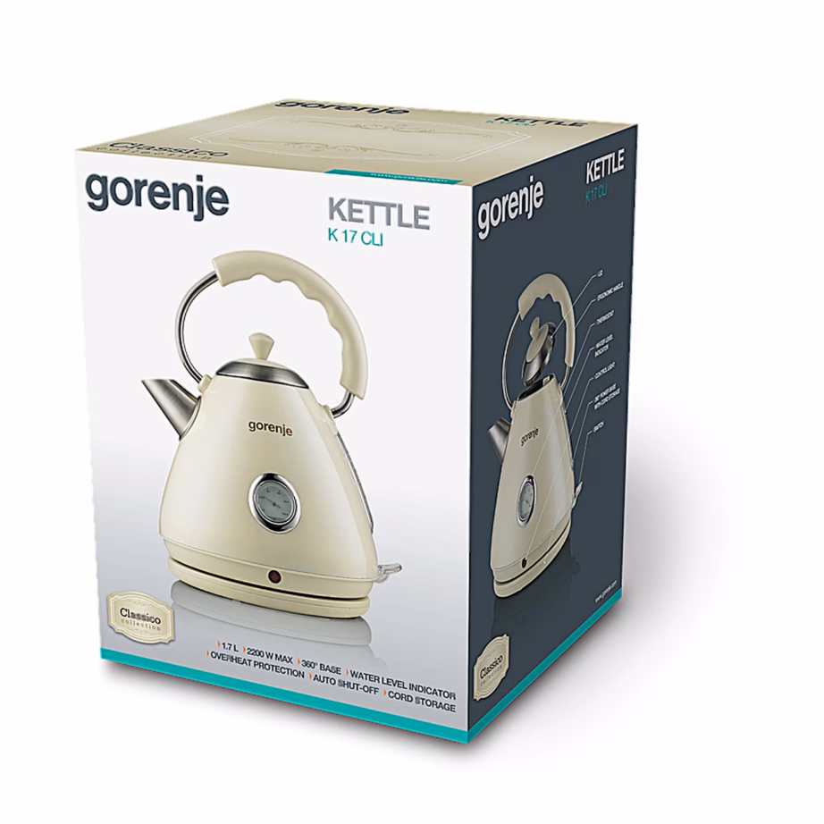 Elektriline veekeetja GORENJE K17CLI, 1,7 l, 2200 W, kreemikas - 5
