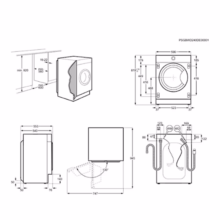 Integreeritav pesumasin AEG L7FE48SI, 8 kg, 1400 p/min, valge - 3