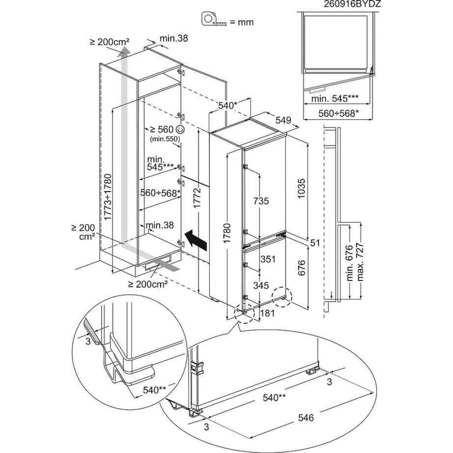 Integreeritav külmik-sügavkülmik Electrolux LNA6LD18S, 55 cm, LowFrost, 34 dB - 6