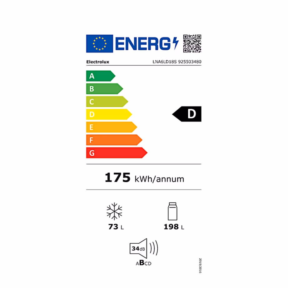 Integreeritav külmik-sügavkülmik Electrolux LNA6LD18S, 55 cm, LowFrost, 34 dB - 7