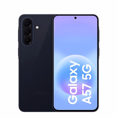 Nutitelefon Samsung Galaxy A57 5G, tagakülg ja ekraan kõrvuti