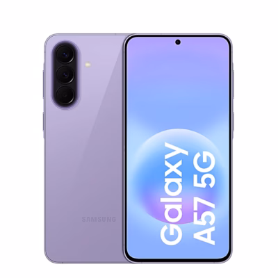 Nutitelefon Samsung Galaxy A57 5G, tagakülg ja ekraan kõrvuti