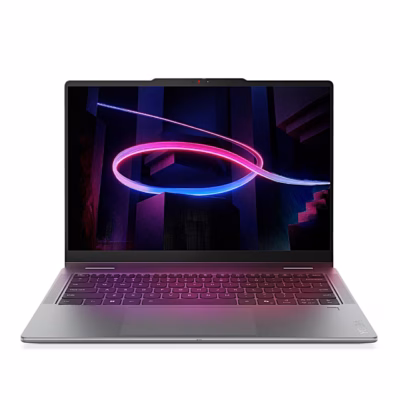 Lenovo Yoga 7 14IPH11 avatuna eestvaates, hall korpus ja valgustatud klaviatuur