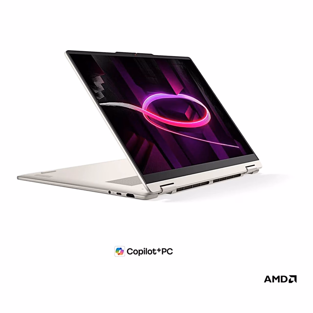 Sülearvuti Lenovo Yoga 7 2-in-1 16AGP11 laialt avatuna, parem külg portidega