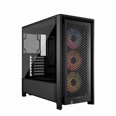 Must arvutikorpus Corsair FRAME 4000D RS ARGB eest nurga alt kolme valgustatud ventilaatoriga