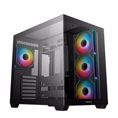 Must arvutikorpus DeepCool CG530 4F klaaspaneelide ja nelja valgustatud ventilaatoriga
