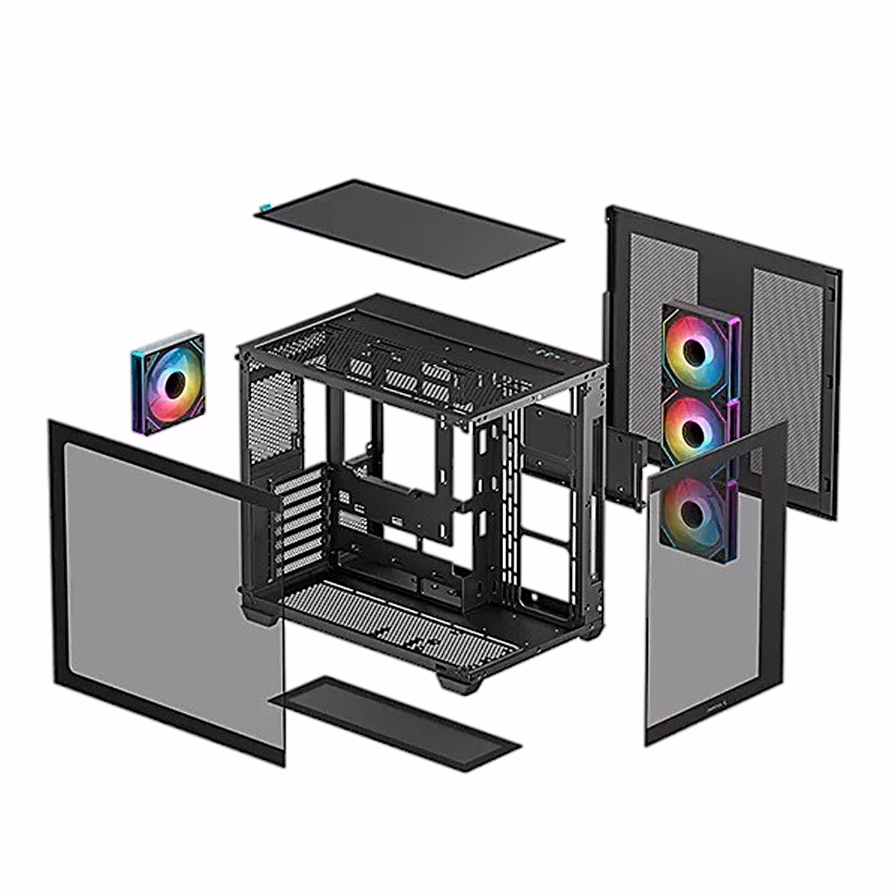 DeepCool CG530 4F osadeks võetuna koos paneelide ja tolmufiltritega
