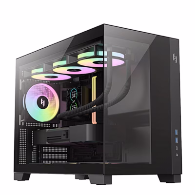 Must arvutikorpus Gamemax NEX C33 vesijahutuse ja ARGB-ventilaatoritega