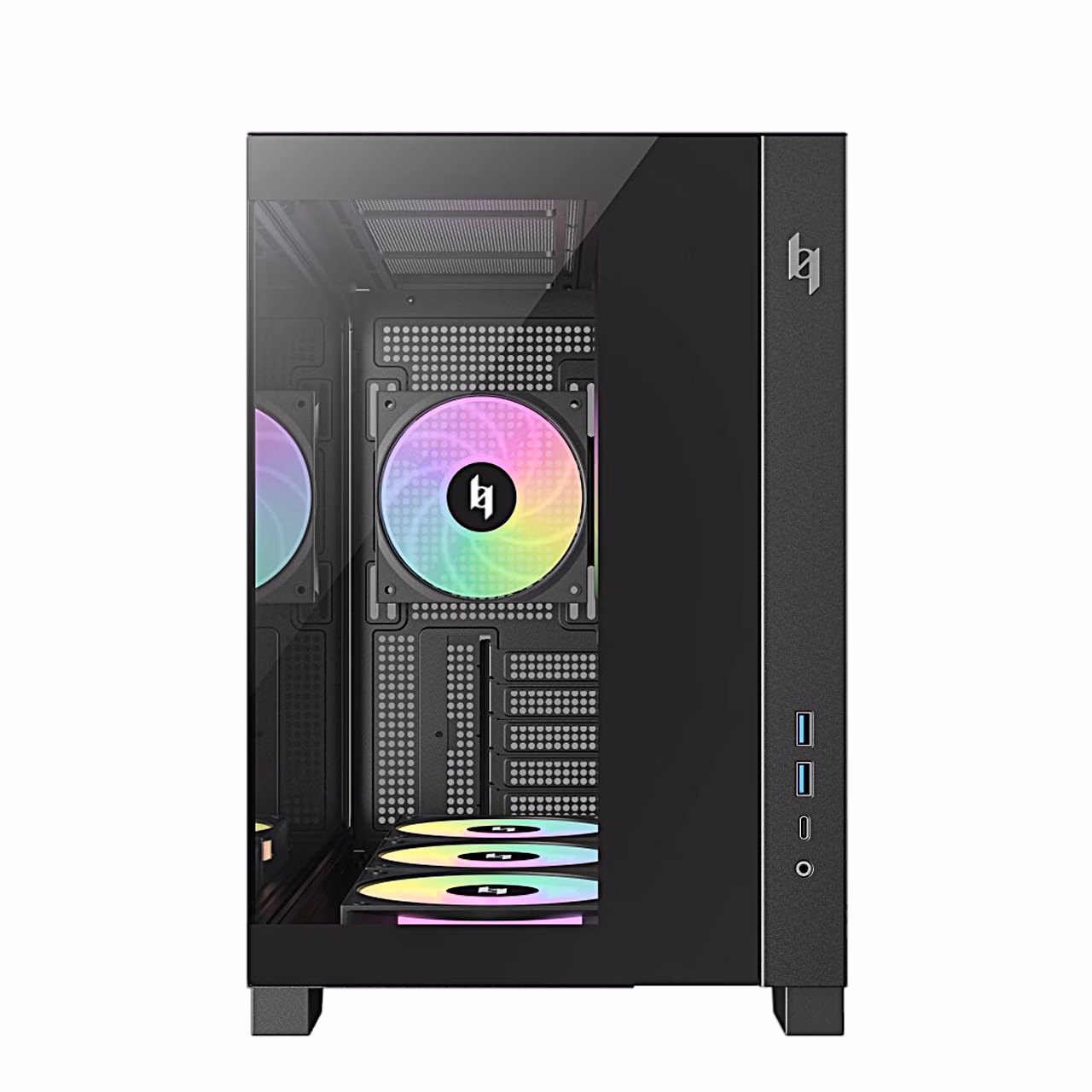 Gamemax NEX C33 esikülg klaaspaneeli ning USB- ja helipesadega