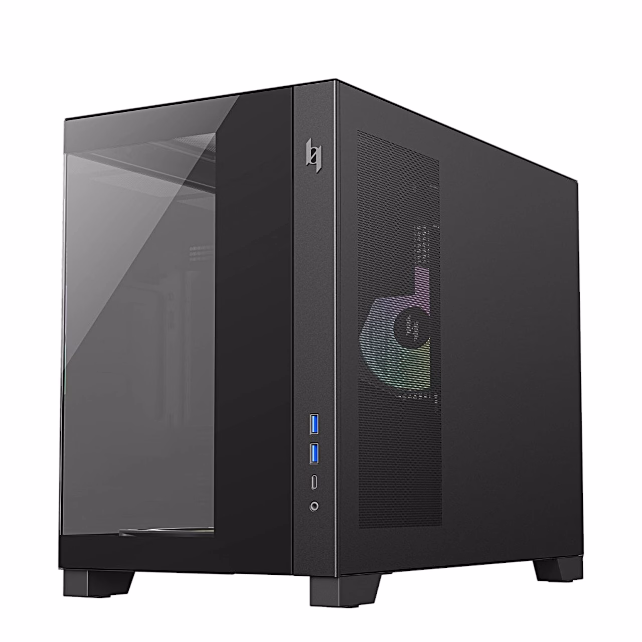 Gamemax NEX C33 tower korpus esipaneeli pesadega paremalt nurga alt