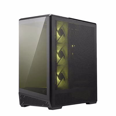 Must arvutikorpus MSI MAG PANO 130R PZ klaasist külje ja valgustatud ventilaatoritega