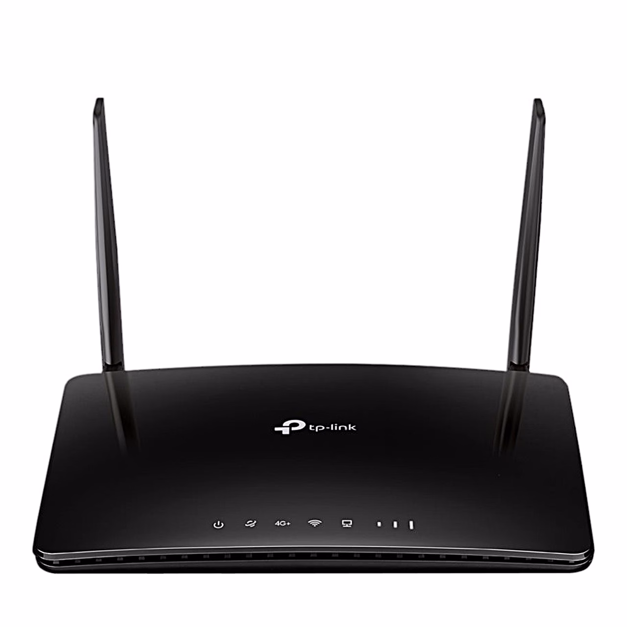 Must TP-Link Archer MR500 4G-ruuter kahe püstise antenniga eestvaates