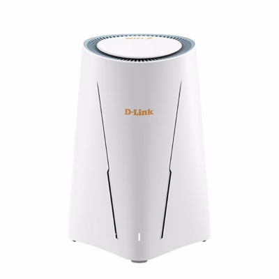 Valge 5G-ruuter D-Link G536 eestvaates püstiasendis