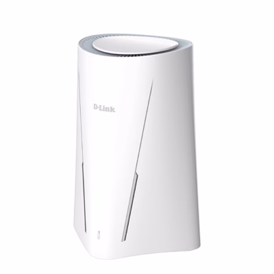 Valge 5G-ruuter D-Link G530V2 eestvaates, veidi vasakult küljelt