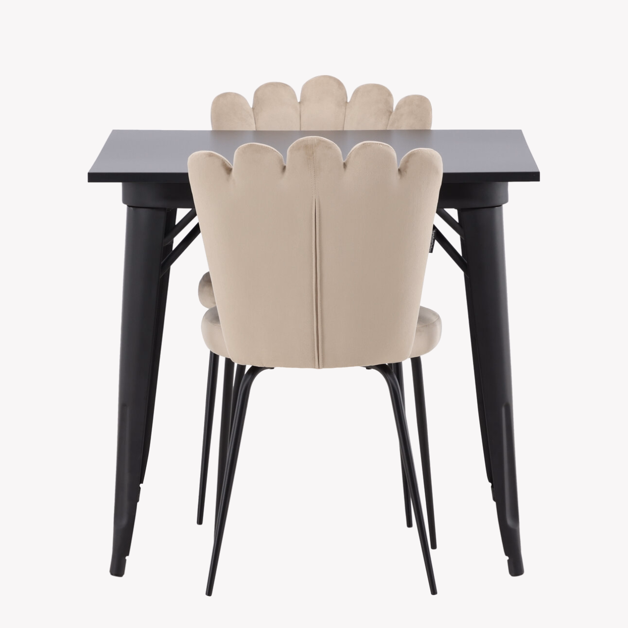 Must MDF söögilaud Tempe ja beež velvetist tool Limhamn, 2 tk - GR23002