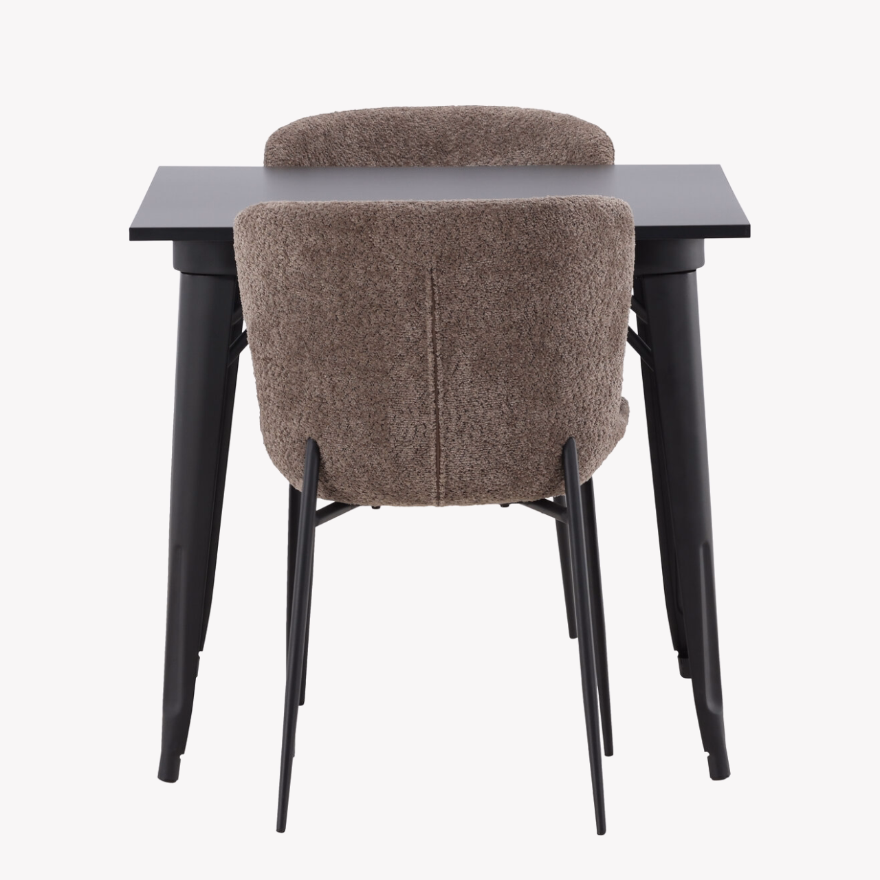 Must MDF söögilaud Tempe ja tumehalli buklee kattega Modesto tool - GR23004