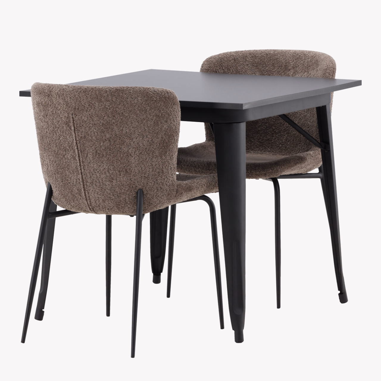 Must MDF söögilaud Tempe ja tumehalli buklee kattega Modesto tool - GR23004