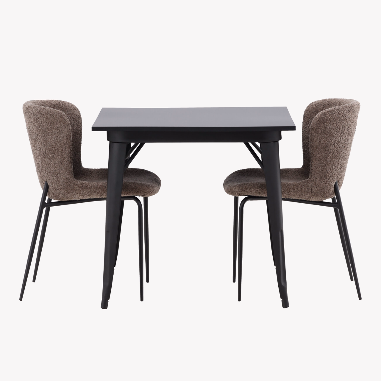 Must MDF söögilaud Tempe ja tumehalli buklee kattega Modesto tool - GR23004