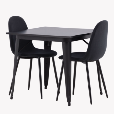 Must söögilauakomplekt Tempe (laud ja 2 polsterdatud tooli, MDF, teras) - GR22939