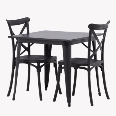 Must söögilauakomplekt Tempe laud ja Crosett toolid (2 kohta, MDF, plastik) - GR22997