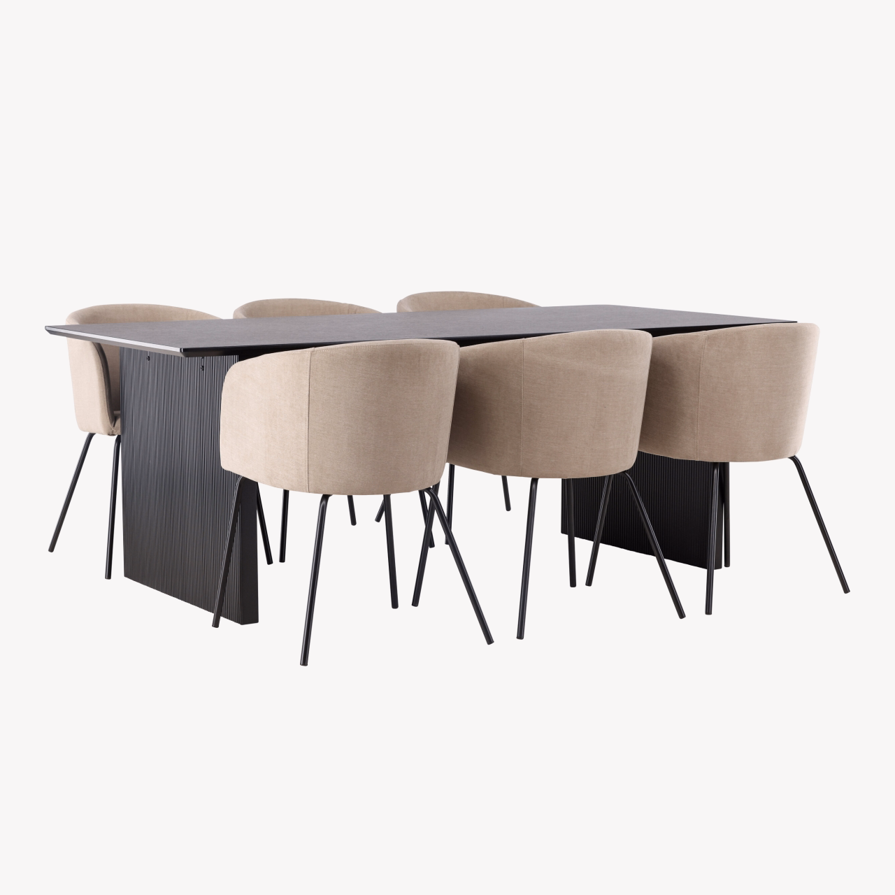 Söögitoakomplekt Vail must MDF laud ja beežid Berit toolid (6 tk) - GR22907